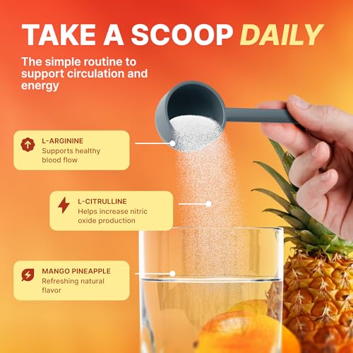 Image of Nature's Pure Blend Liquid Nitric Oxide Supplements - L-Arginine Powder - Nitric Oxide Booster & Circulation Supplement - Blood Flow Support, L Arginine and L Citrulline - 5000MG (Mango Pineapple)