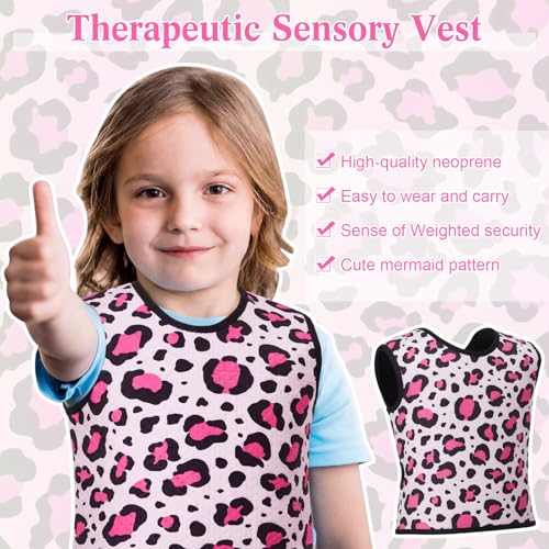 Image of Janmercy Kids Compression Vest Ages 2 to 9 Soft Adjustable Breathable Neoprene Comfort Vest for Boys Girls School Home Daily(Leopard Print,Small)
