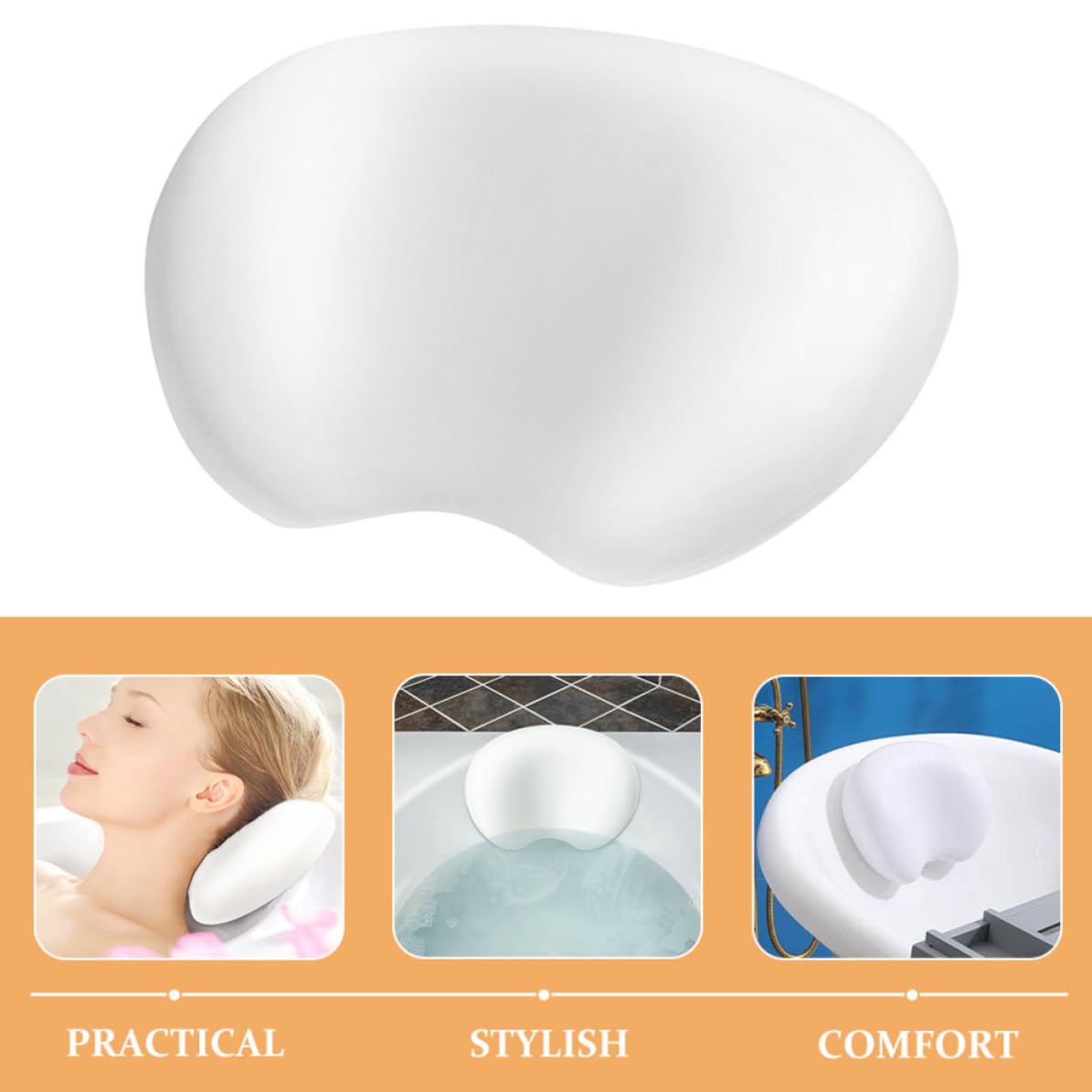 Luxshiny Almohada Ergonómica de PU con Ventosas para Soporte Cómodo de Cabeza, Cuello y Zona Superior, Adecuada para SPA y Uso en Casa