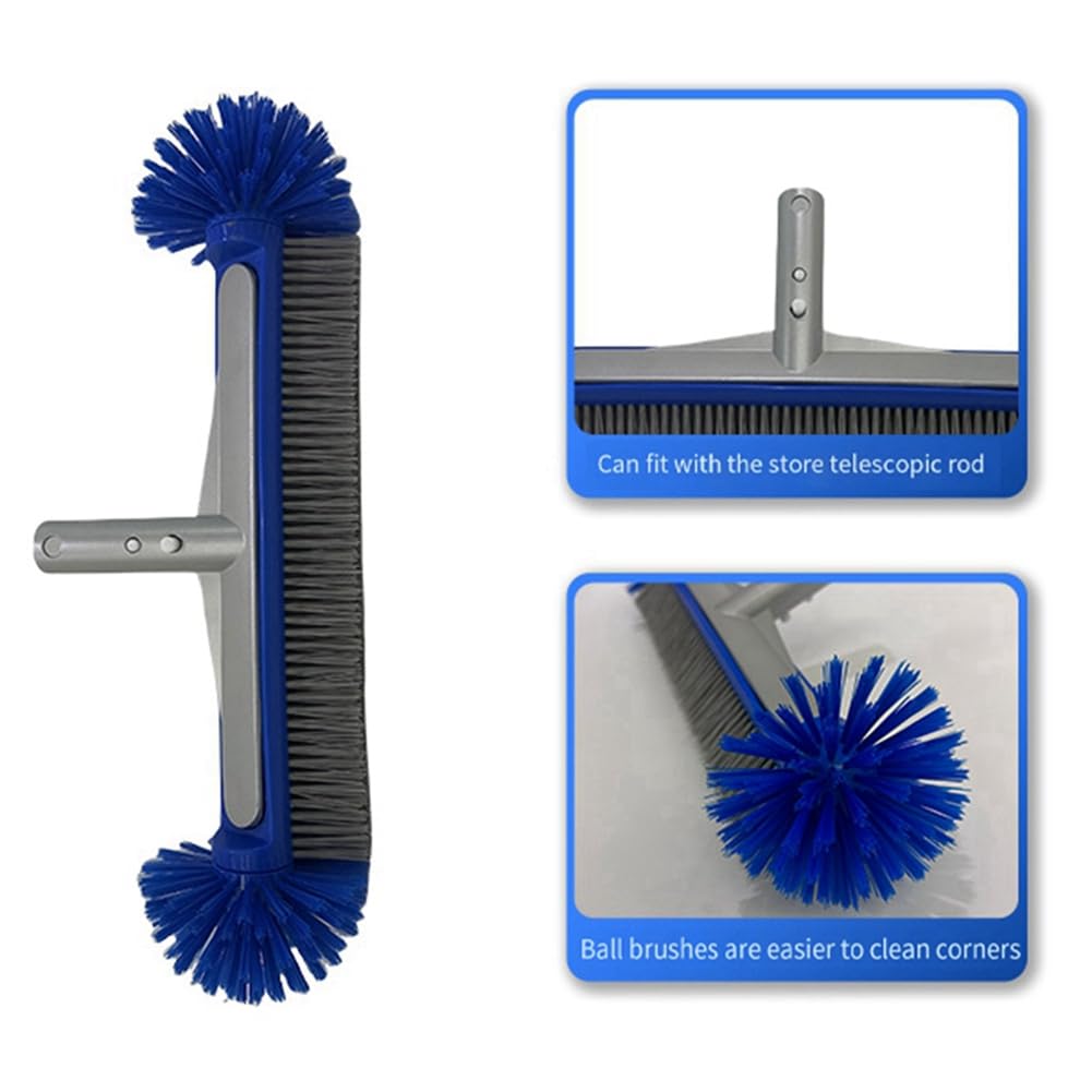 Schwimmbadbürstenkopf, Poolbürste mit Aluminiumgriff und Halbkugelförmiger Aluminiumrückseite, Schwimmbadbürste