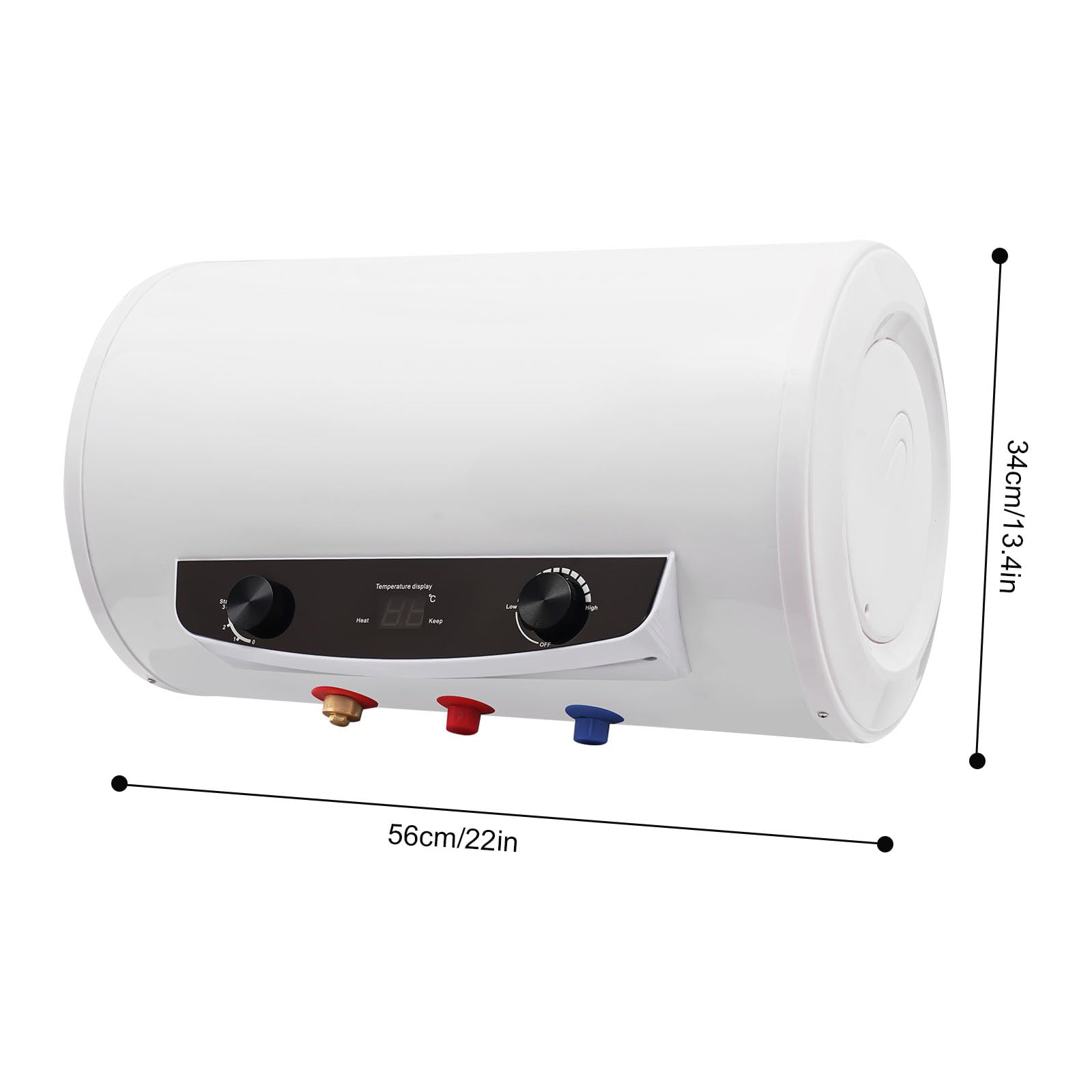 Scaldacqua calda da 35 l, 2000 W, montaggio a parete, serbatoio smaltato, IPX4, impermeabile, scaldabagno elettrico, regolatore di temperatura 25-75 °C, con rubinetto, doccetta e 3 tubi flessibili per