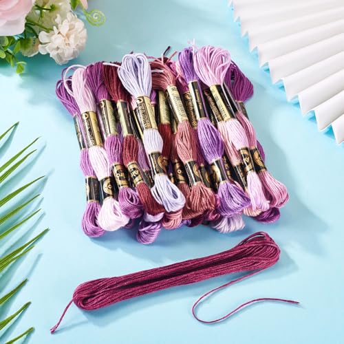 Image of FASHEWELRY 210 Yards Embroidery Thread Bulk Purple Crewel Cross Stitch Threads 1mm Polyester Embroidery FlossThread for Jewelry Making Bracelet Knitting Stitch Supply