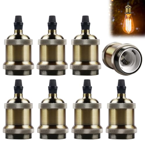 Portalampada E27 vintage, 8 pezzi E27 Vintage Solid Portalampada Portalampada E-27, attacco E-27 per lampadina, portalampada in alluminio, attacco per plafoniere e applique fai da te