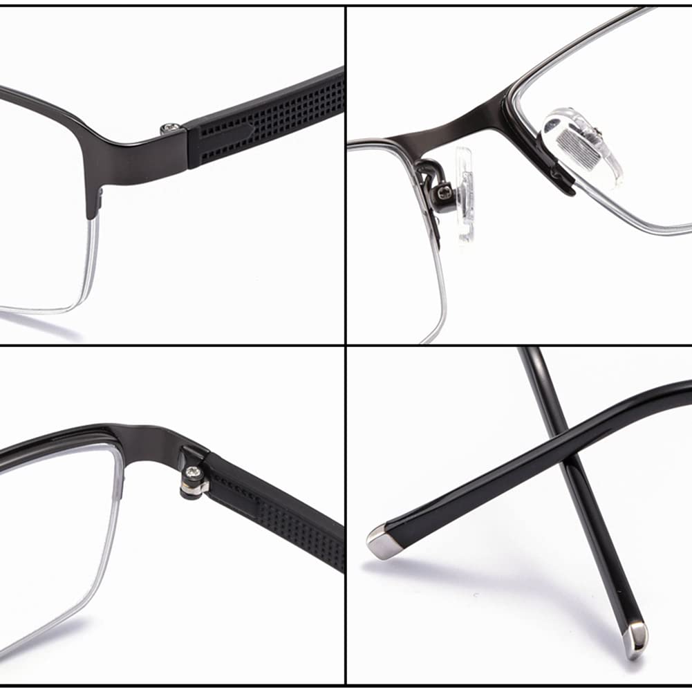 RICCIE Herren Gleitsichtbrille multifokal phototrope Sonnenbrille für den Außenbereich, ultraleichter Metallrahmen HD Harzgläser Lesebrille Dioptrien +1,0 bis +3,0,Schwarz,+1.0