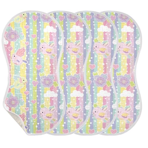 Bird Flower Cartoon Cotton Burp Cloths Large Breathable Baby spit up Rags for Unisex Set of 2, 22x11in3