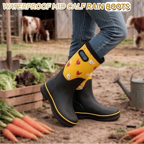 Image of Hbxooxts Women Mud Boots Waterproof Garden Shoes, Anti-Slip Rubber Rain Boots for Women, Outdoor Work and Farming with Easy-Clean Design