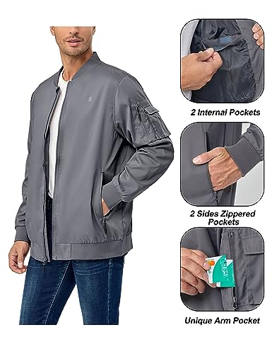Image of Little Donkey Andy Men's Lightweight Bomber Jacket Causal Fashion Flight Windbreaker Fall Spring Outdoor Coat