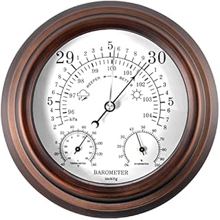 Lirches 8'' Barometer Thermometer Hygrometer - 3 in 1 Atmospheric Pressure Temperature Hygrometer Weather Station, Hanging Premium Steel Barometer for Home Wall, Fishing Boat, Baby Room, Office