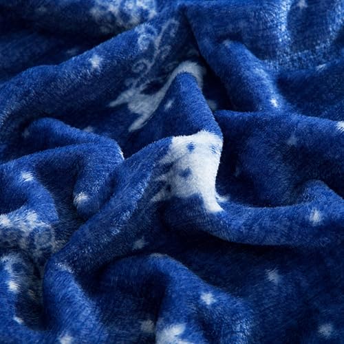 Elegant Comfort Luxuriously Soft 4-Piece Holiday Velvet Plush Flannel Sheet Set - Premium Quality - Cozy Warm, Christmas Fuzzy Velvet Flannel Fleece Deep Pocket Sheet Set - King, Arctic Blue Christmas