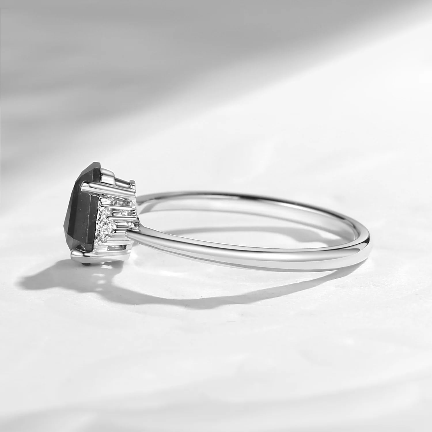 Salt and Pepper Diamond Promise Rings S925 10K 14K 18K Gold Coffin/Kite/Hexagon/Pear/Heart Cut Unique Salt and Pepper Diamond Engagement Statement Rings Wedding Band for Women Free Engraving