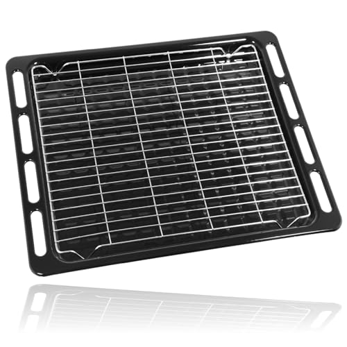 SPARES2GO Oven Grill Tray Crisper Shelf Universal Full Width Bottom Drip Base Pan Rack 476mm x 374mm