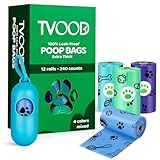 Doggie Poop Bag Rolls: 240 Count Extra Thick Strong Leak Proof Dog Waste Bags with Dispenser | Unscented - Blue