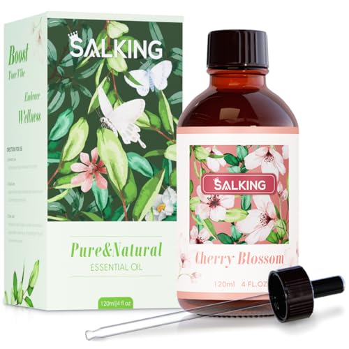 SALKING Cherry Blossom Essential Oil, 120ml (4 Fl Oz) Premium Fragrance Oils for Diffuser, Candle Scents for Candle Making, Soap Making Supplies, Diffuser Oil Scents, Holiday Gifts
