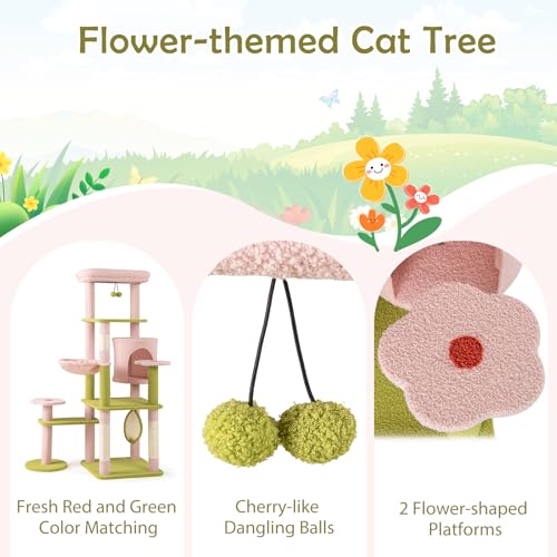 PETSITE Árbol para Gatos Flor 58 pulg Multinivel Rosa miniatura 4