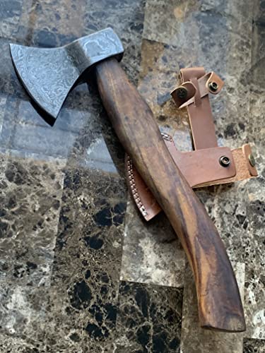 DIST AX-257, Custom Handmade Damascus Steel 13.00 Inches Axe - Gorgeous and Solid Rose Wood Handle