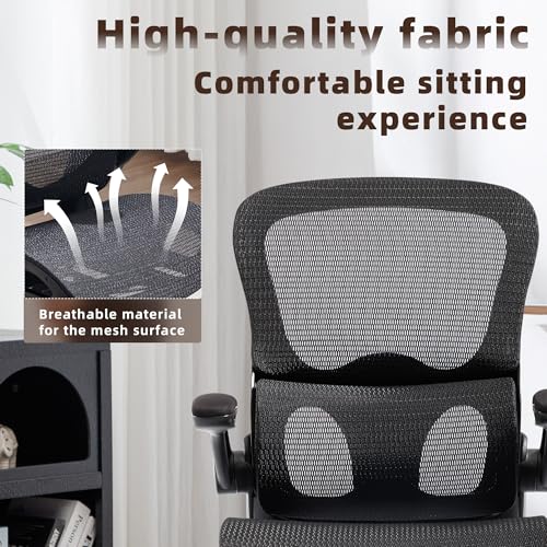 Office Chair, Ergonomic Desk Chair with Adjustable High Back 2D Lumbar Support Flip-up Armrests, Executive Breathable Mesh Comfy Swivel Rolling Computer Task Chair for Home Office Study Work Gaming - Image 8