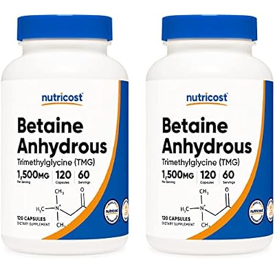 Nutricost Betaine Anhydrous Caps 1500mg, 60 Servings Per Bottle (2 Bottles)