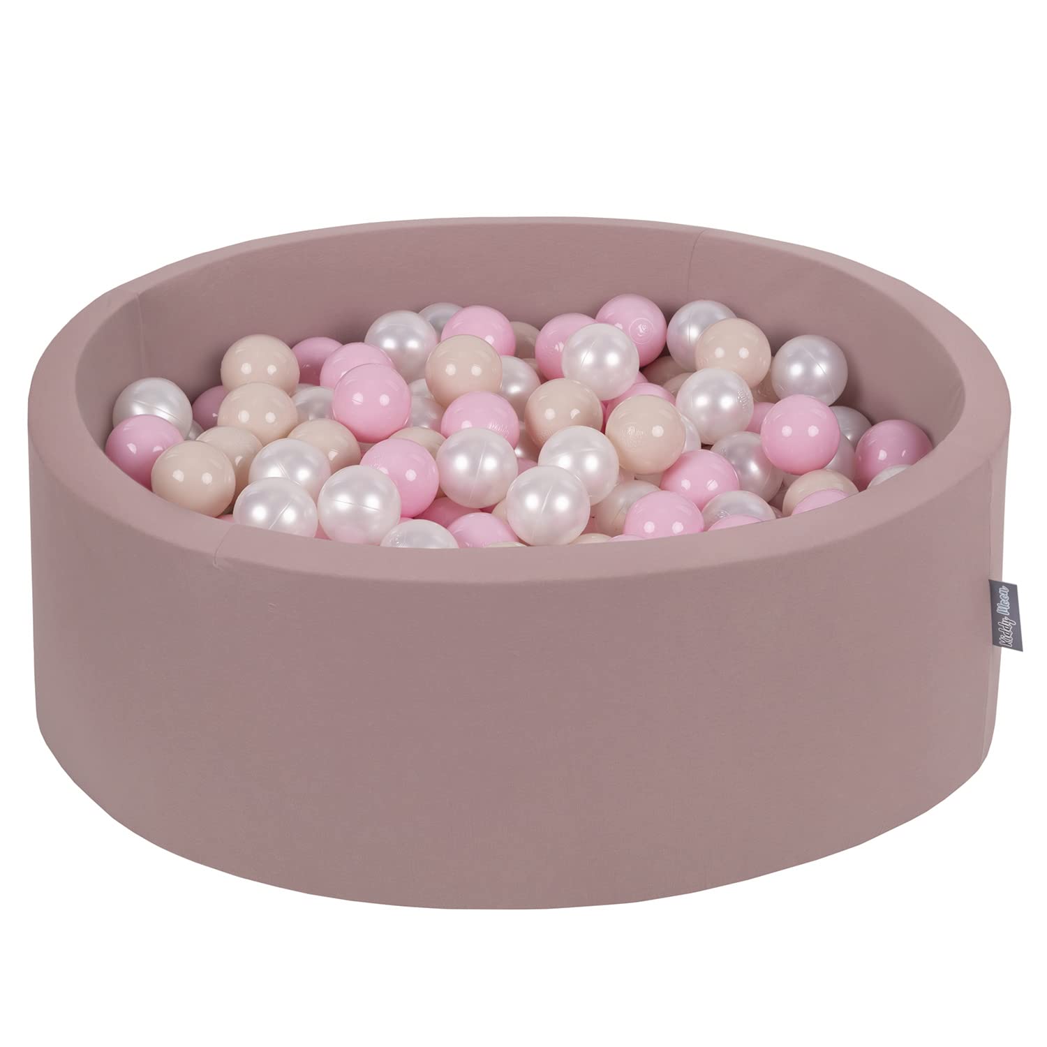 KiddyMoon 90X30cm/200 Balls ∅ 7Cm / 2.75In Baby Foam Ball Pit Certified Made In EU, Heather:Pastel Beige/Light Pink/Pearl — image 1