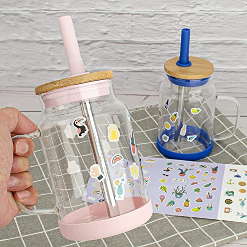 Tronco 20Oz Glass Coffee Mug With Straw Handle And Lid Water Tumbler Reusable Iced Coffee Boba Drinking Cup With Anti Slip Bumper For Kids Adults,Bpa Free #TOP7
