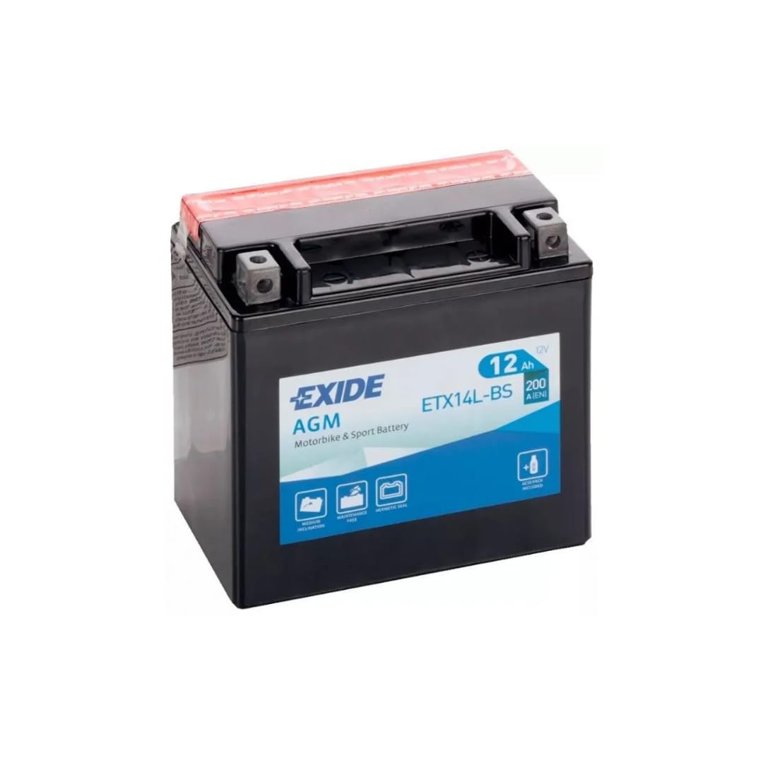 EXIDE BIKE ETX14-BS BATTERIA MOTO SCOOTER QUAD 12V 12AH CCA-EN 200 YTX14-BS