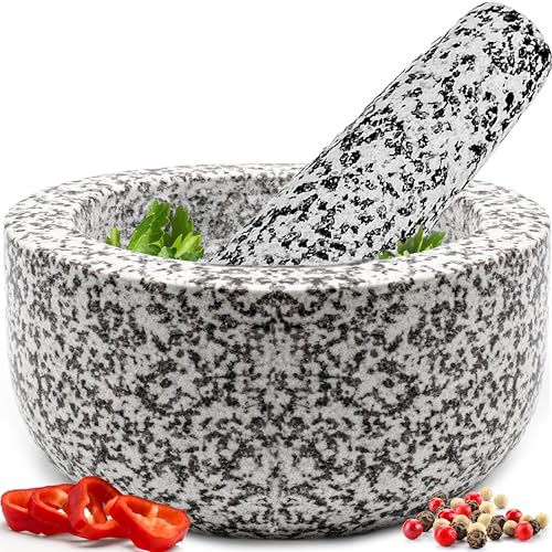 Heavy Duty Natural Granite Mortar and Pestle Set, Hand Carved, Make
