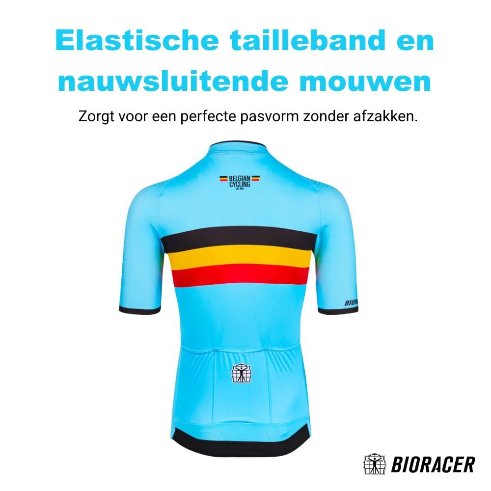 Bioracer Official Belgian Cycling Icon Classic Radsporttrikot Sommer für Herren, Blau Team Belgium, Kurzarm, enganliegende Passform, Größe XS
