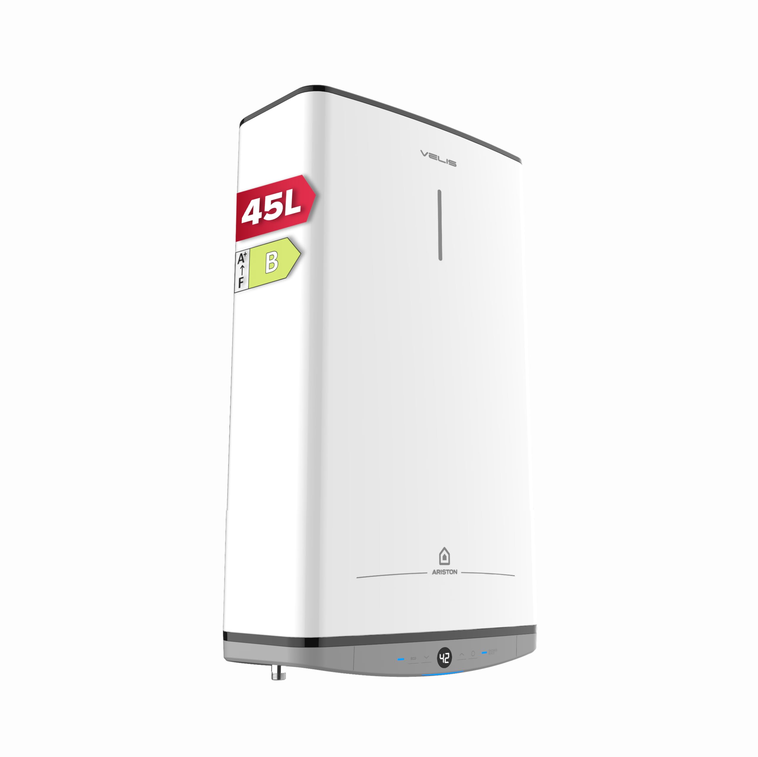 Ariston VELIS DUNE 45 litres - Chauffe-​eau électrique Ultra-​Plat - 13% d'Economies d'Energie - Conçu et fabriqué pour être installé en France.