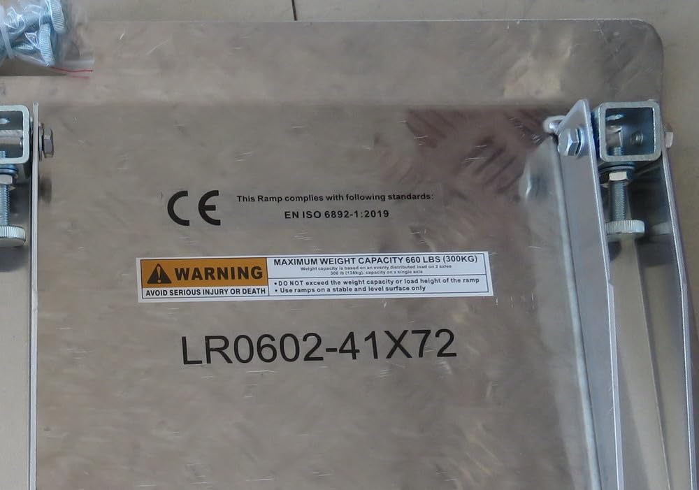 Rampe de Seuil 300kg Rigide pour Fauteuil Roulant Chargement Plateforme Hauteur Variable Réglable Surface Antidérapante Aluminium Anodisé TR87