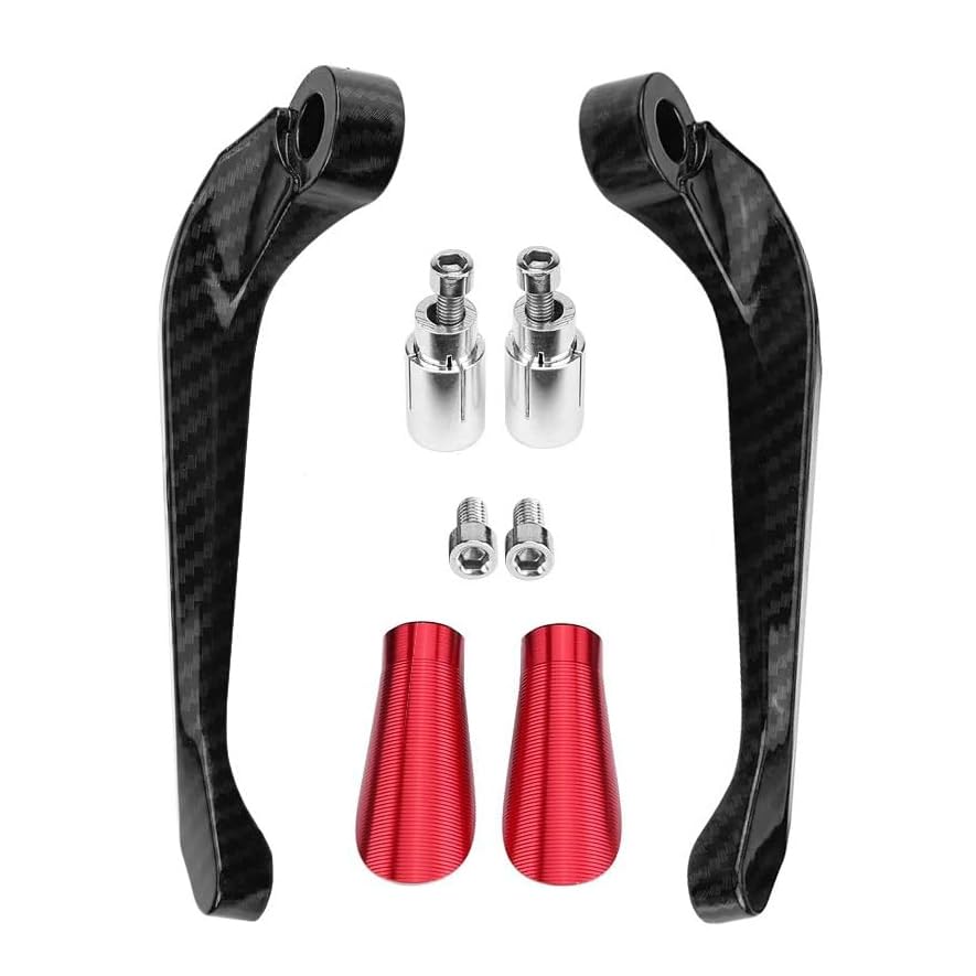 SORAX Motorbike 7/8 CNC Carbon Handlebar Brake Clutch Lever Hand Guard Protector Handlebar Hand Guard (Universal for Bike) RED