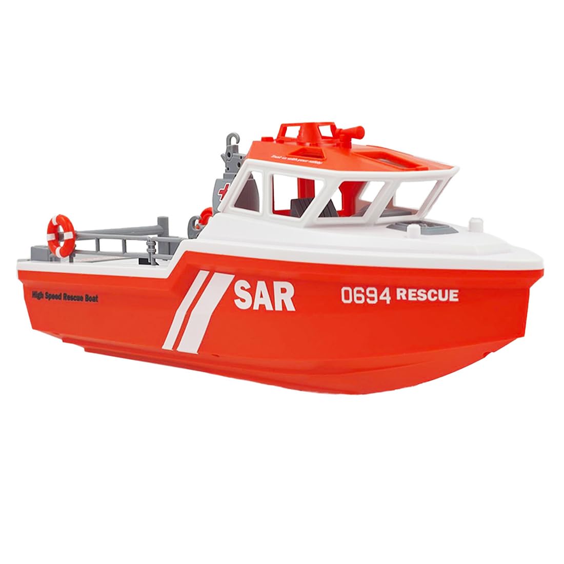 Barco de rescate RC para adultos y adolescentes, escala 1:32, 8 km/h, 2.4 G, control remoto, lancha eléctrica de alta velocidad, lancha de carreras impermeable para piscina y lago