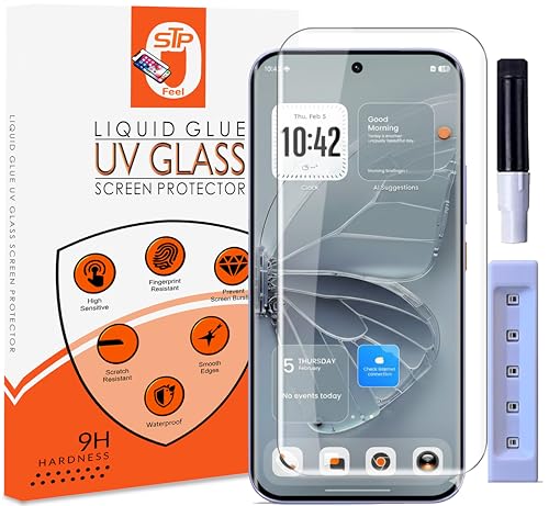 Image of STP FEEL Premium UV Tempered Glass Screen Protector Guard Compatible For Tecno Pova Curve 2 5G (6.78 Inch, Pack of 1) Full Adhesive UV Curved Case Friendly HD Clarity with easy installation kit