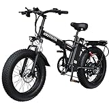 DEEPOWER G20 Electric Bike, 1000W 20" Snow Fat Tire Folding Electric Bicycle, 48V 12.8AH Removable L
