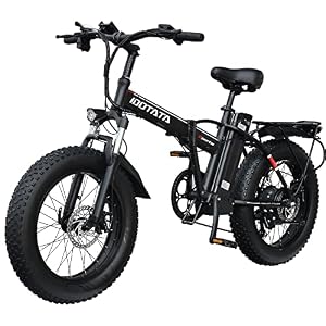 DEEPOWER Electric Bikes 20″ Fat Tire 250W Folding Ebike 25KM/H 48V 12.8AH Removable Lithium Battery Shimano 7-Speed Lockable Suspension Fork Electric Mountain Bicycle for Adults