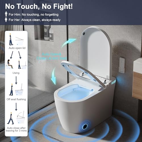 Image of Smart Toilet with Bidet Built In, Heated Seat, Auto Flush, Auto Soft-Close Seat & Lid, Foot Sensor, Warm Water Wash&Air Dry, Tankless One Piece Electric Toilets for Bathroom with Siphon Dual Flush