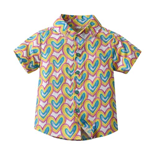 Kids Boys Shirts with Tropical Print Short Sleeve 𝐁utton Down T-Shirt Summer Loose Casual 𝐇awaiian Beach Shirt
