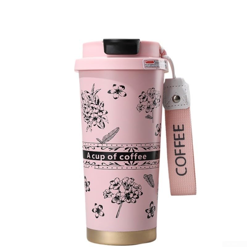 Taza de viaje aislada resistente a fugas hecha de acero inoxidable para mantener la temperatura de la bebida (rosa)