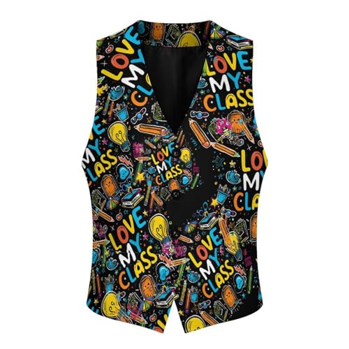 Love My Class Novelty Men's Suit Vest Casual Formal Dress Vests Business Waistcoat3