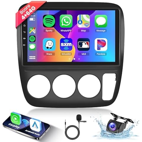 Hodozzy 4G+64G 8 Core Android Car Stereo for Honda CRV 1997 1998 1999 2000 2001 with Carplay & Android Auto, 9 Inch IPS Touch Screen Car Radio with GPS,Bluetooth,WiFi,Mirror Link,FM,Backup Camera Cover