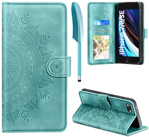 Handyhülle für iPhone SE 2022/2020 Hülle für iPhone 7 / iPhone 8 Lederhülle Flip PU Leder Tasche Case Kartenfach Magnet Ständer Klapphülle Schutzhülle für iPhone SE 2022 5G/ SE 2020/8 / 7 Grün