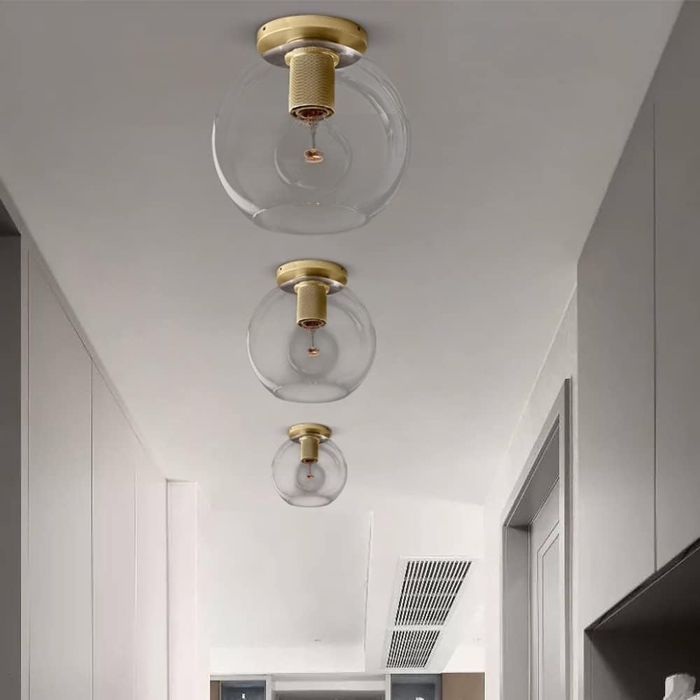 Plafoniera Industriale da Semi-Incasso Sfera in Vetro Trasparente Plafoniera da Bagno in Oro Antico per Fattoria Corridoio Nero Vicino alla plafoniera per Ingresso Portico Cucina
