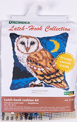 Orchidea - Latch Hook Cushion Kit - Owl - Printed Canvas - 4,5 Count - for Adults - 4139, 30.4139 Printed canvas - Image 3