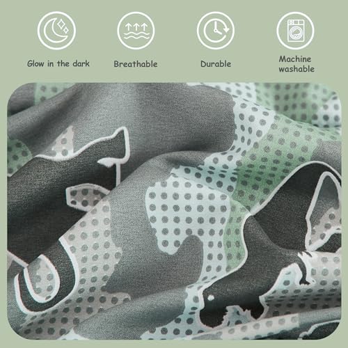 Twin Comforter Set for Boys-3 Pieces Glow in The Dark Dinosaur Twin XL Bedding Set with 1 Comforter, 1 Decor Pillow, 1 Pillow Sham