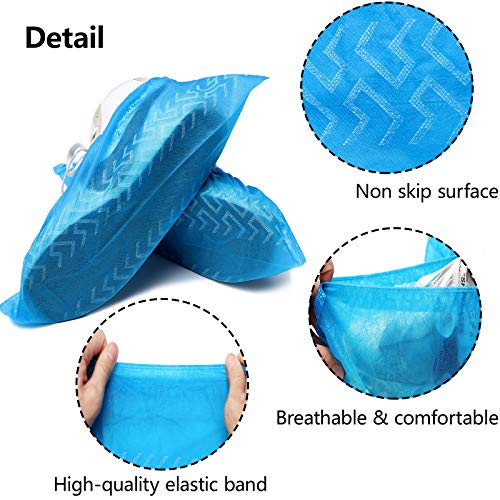 Amazqi Shoe Covers Disposable, 200 Pack (100 Pairs) Non-Woven Booties for Shoe Covers Non Slip Durable Shoes Covers for Indoor Home, Floors,Carpet and Shoes Protector Covers - Thumbnail 2