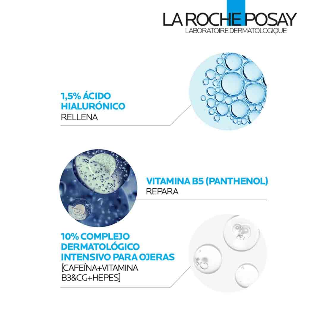 La Roche Posay Sérum de Ojos, Tratamiento Dermatológico Reparador y Rellenador, Apto para Pieles Sensibles, Fórmula con Ácido Hialurónico y Vitamina B5, Hyalu B5, 15 ml