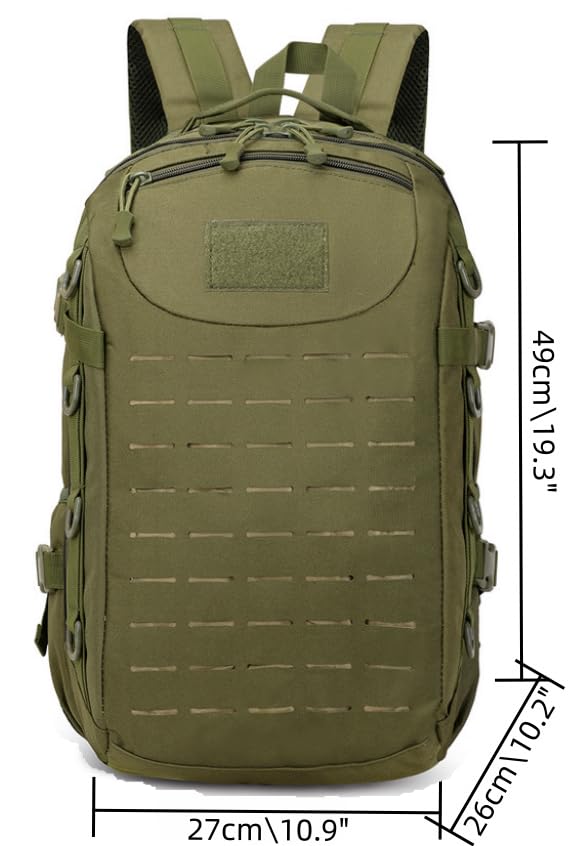 ORILOOSEN Heavy duty zipper military backpack Outdoor Tactical Backpack?Nylon canvas Knapsack?hiking camping travel Backpack? 3-day backpack?water resistant (army green)