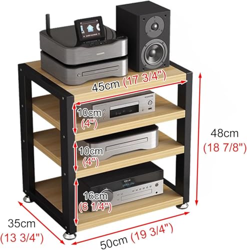 Stojak audio HiFi – 4-poziomowa drewniana półka na nośniki, solidna wieża AV, do kompaktowego centrum rozrywki stereo, z wentylacją, bez bałaganu meble do salonu