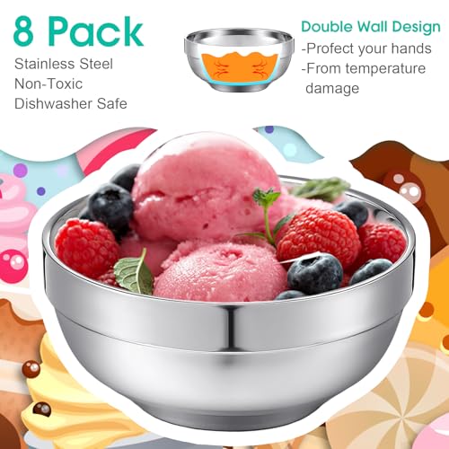 Funnymoom 8 Pack 24 oz Stainless Steel Insulated Bowls, Double Walled by Funnymoom - Used condition - Image 3