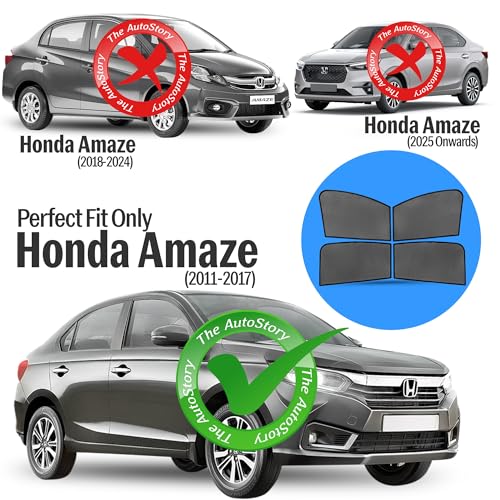 Image of AutoStory Custom Fit Non-Magnetic Cotton Mesh Car Sunshade for Amaze 2018-2024 | UV & Heat Protection Car Window Curtains | Privacy Car Sun Shade | Breathable Vehicle Specific Side Window Shades