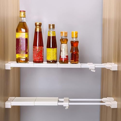 Miniatura 6 de LIYIVNAA Estante extensible estrecho de tensión para armario, barra divisora de armario ajustable, estante de almacenamiento para alféizar de