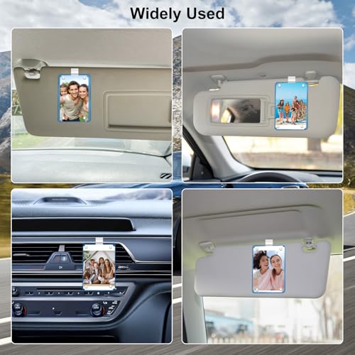 Image of HINGTAI 2Pcs Car Picture Holder Visor Photo Clip Acrylic Magnetic Personalized Car Accessories Vertical Horizontal Display for Adding Family or Personal Photos